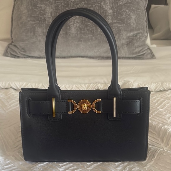 Versace Handbags - Structured Black Leather Shopper Bag